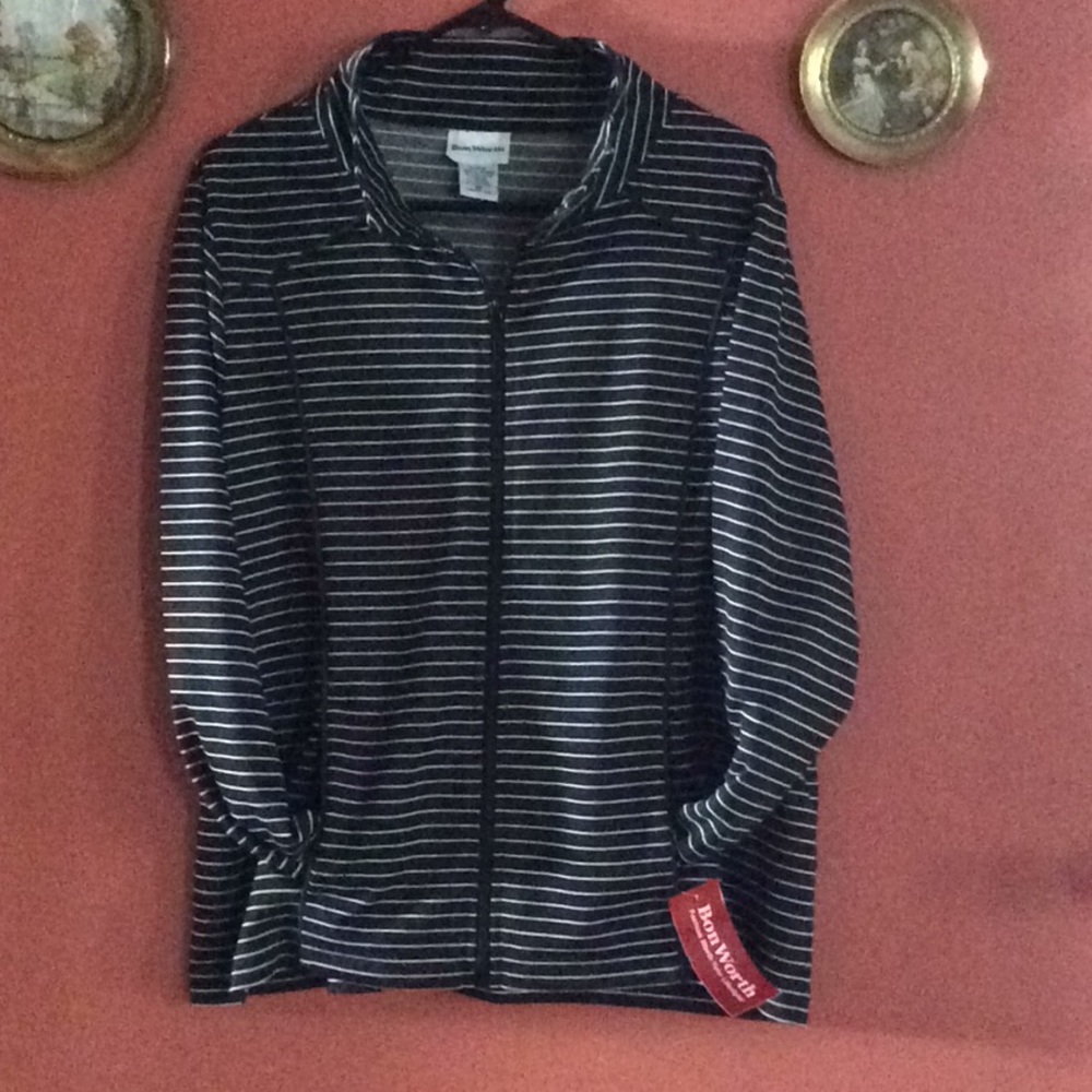 Bon Worth black and white stripe jacket